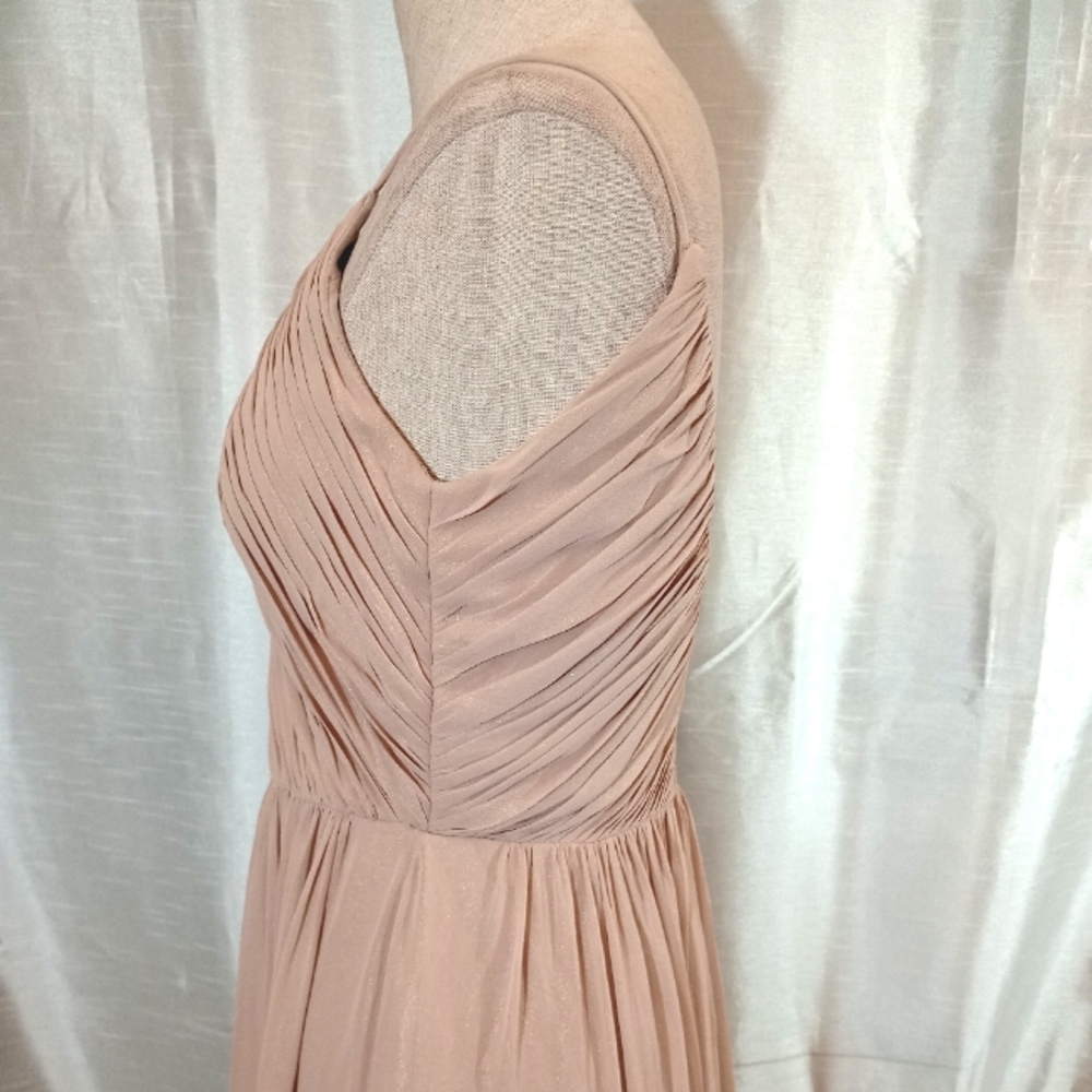 Dessy Collection Long Gown Chestnut beige Straps/Pleats/Sleeveless/V-back, 10 - Picture 5 of 14